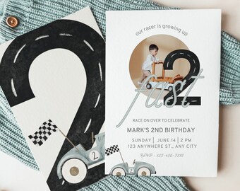 Two Fast 2nd Birthday Invitation: Race Car Party (Printable Template)