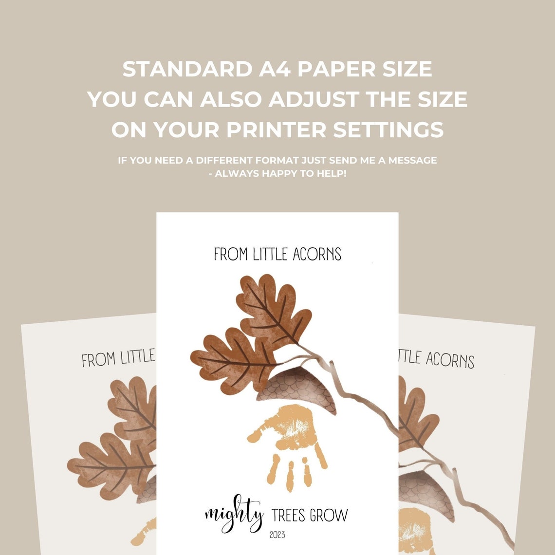 Fall Handprint Craft Printable Acorn Art Preschool Craft Kit for Kids ...