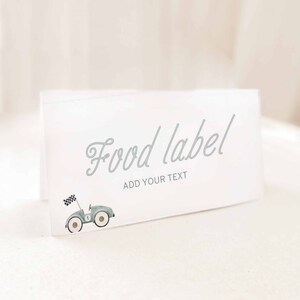 Editable Fast One Birthday Food Label Tent Template / Racecar First Birthday Decor, Baby Boy Turning One Custom Signs