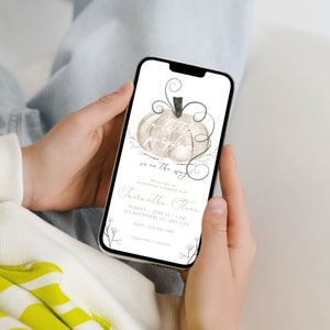 Uitnodiging babyshower boho pompoen: genderneutrale mobiele evite