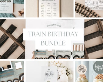 Chugga Chugga Two Two Train Birthday Editable Decorations Bundle