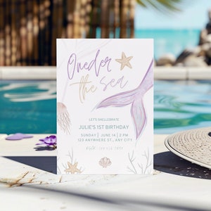 Mermaid Tail Birthday Invitation: Purple Teal Template (Digital Download)