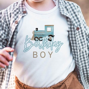 Editable Chugga Chugga Two Two Birthday Tshirt Blue Train 2nd Birthday Outfit Printable Decor For Boys and Girls Kids Birthday Shirt