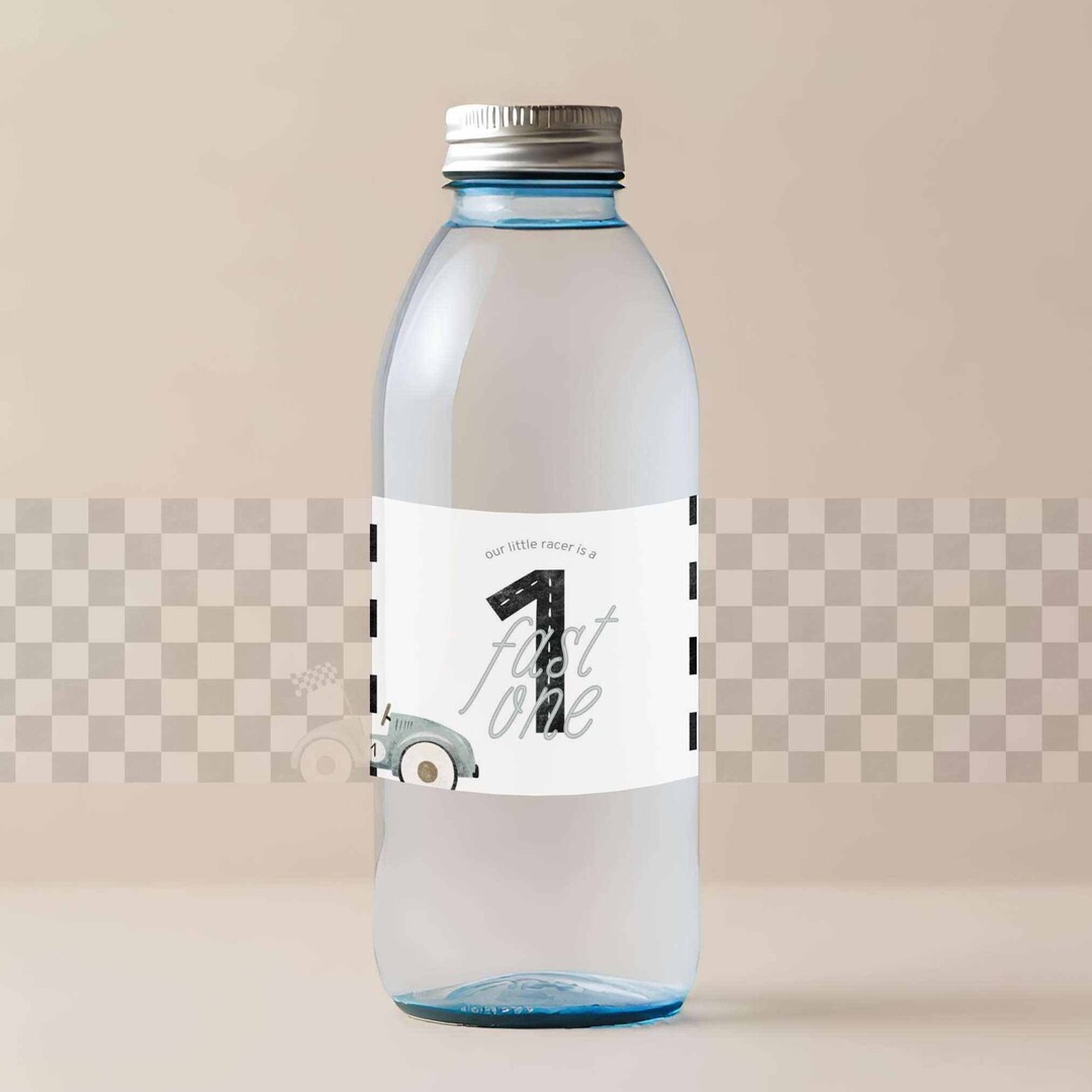 Editable Fast One Birthday Water Label Template / Personalised Racecar ...