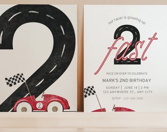 Editable TWO Fast Birthday Banner, Race Car 2nd Birthday Decor, Racing ...