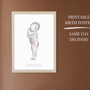 Póster de nacimiento en acuarela 1:1, póster personalizado para bebés en acuarela, impresión personalizada para recién nacidos, regalo del día del padre, regalo del día de la madre, descarga digital