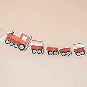 Chugga Chugga Two Two Birthday Decoration Train Banner Red Train Second Birthday Printable All Aboard Boys or Girls Birthday Decor