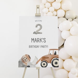 Editable Construction Birthday Welcome Sign: Truck Party Decor (Digital Download)