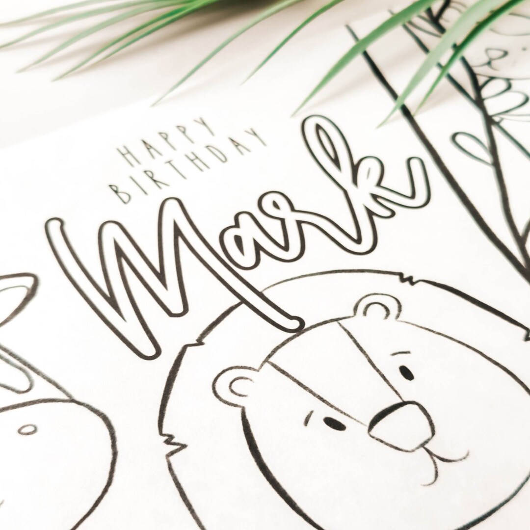 SAFARI Birthday Coloring Page Placemat / Wild One Decoration, Safari ...