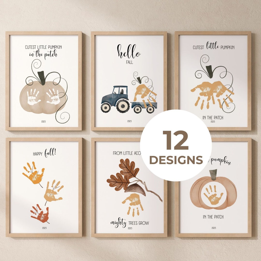 Fall Handprint Craft Printable Bundle Pumpkin Art Preschool - Etsy