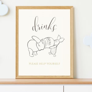 Winnie the Pooh Elegant Baby Shower Favors Sign. Favors Sign Digital Download. Winnie the Pooh Art.