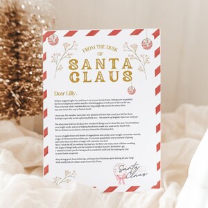 Carta de Papá Noel para niñas, carta de Papá Noel para el Polo Norte, plantilla editable de nota de Papá Noel, caja de Nochebuena para descargar al instante