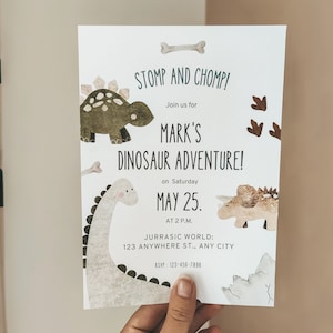 Dinosaur Birthday Invitation Modern Dinosaur Boy Birthday Invite Jurassic Dinosaur Party Editable Digital Template INSTANT DOWNLOAD