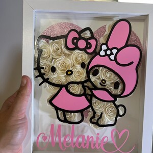 Kitty Melody| Rose Frame| 3D Flower Art| Cute Character Decor| Unique Wall decor| Cute Kitty| Gift for her| Birthday| Christmas