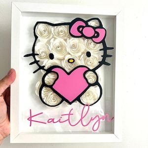 Custom Kitty Rose Shadow Box: Personalized Nursery Decor Gift