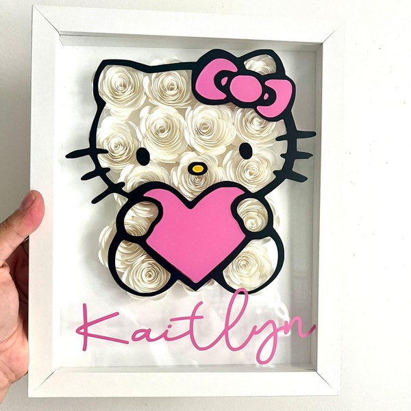 Custom Kitty Rose Shadow Box: Personalized Nursery Decor Gift