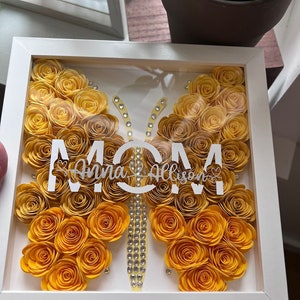 Personalized Mothers Day Gift For Mom|Mother's Day flowers gift|Butterfly Flower Box|Paper Flower Shadow|Mama Gift| Unique mothers day gift