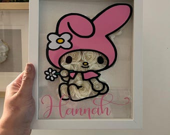 Caja de sombras My Melody Rose / Decoración de pared 3D personalizada