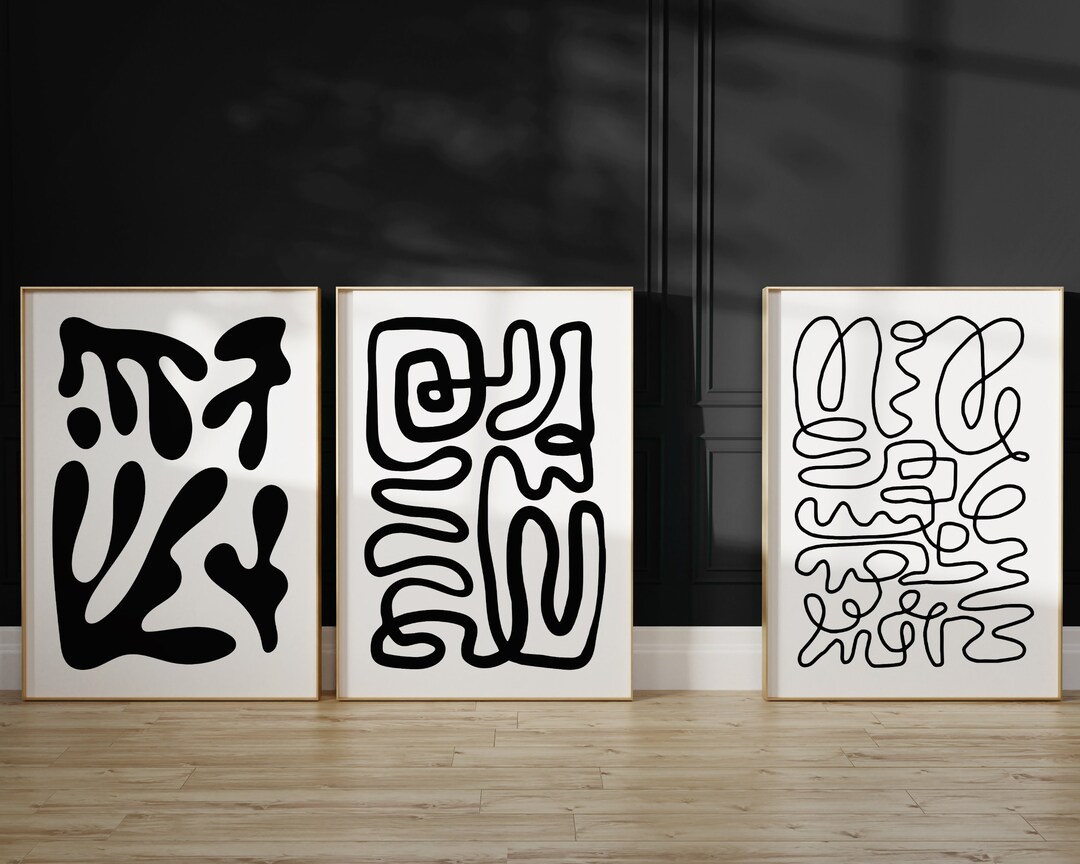 Boho Art Prints, Black and White Abstract Geometric Poster, Digital Art ...