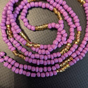 Purple and gold 50 inch tie on waist bead|slimming waist beads|High quality waist beads|Colorful waist beads|waist beads for weight loss