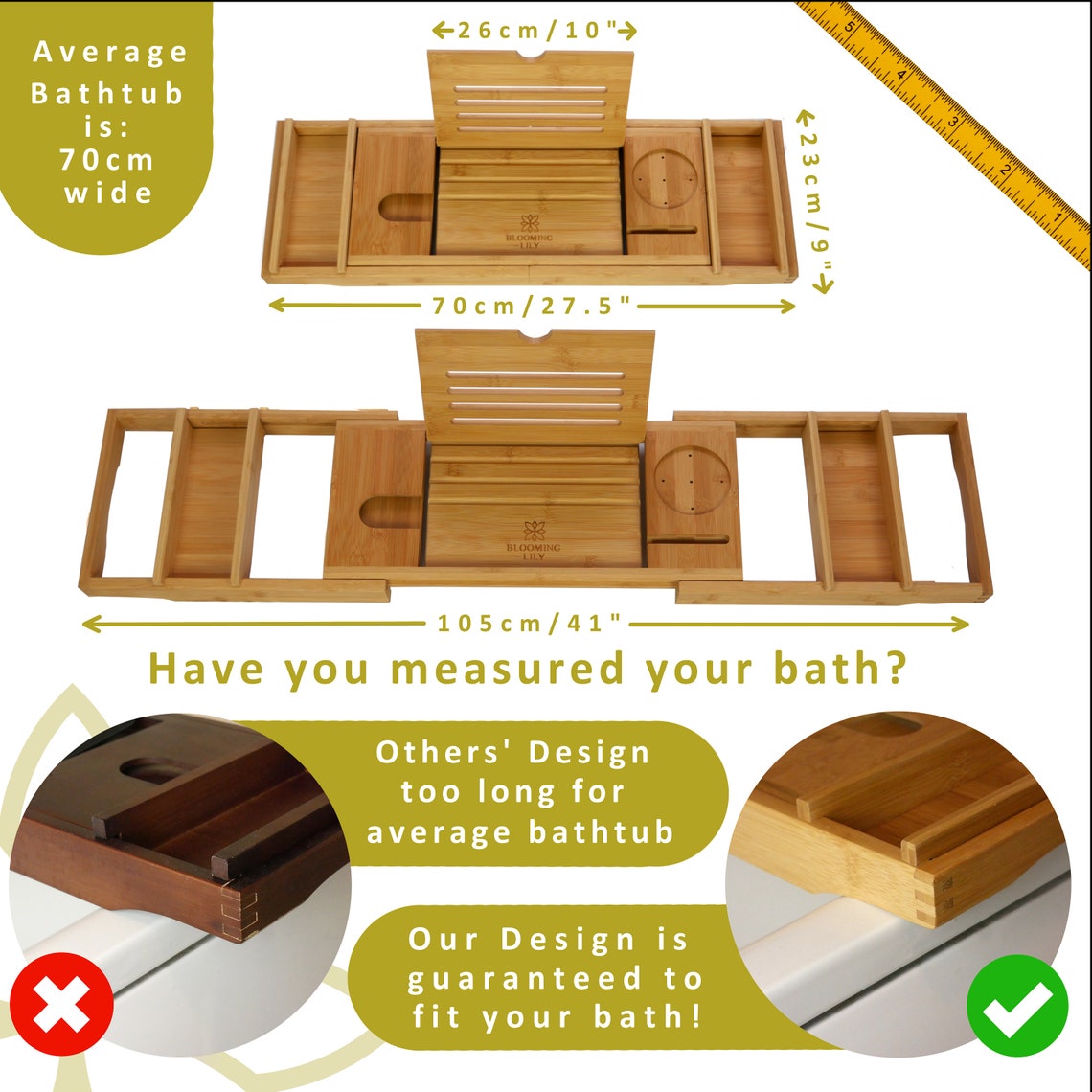 Bath Tray Caddy With Wine Glass Holder Ipad Stand and More Etsy