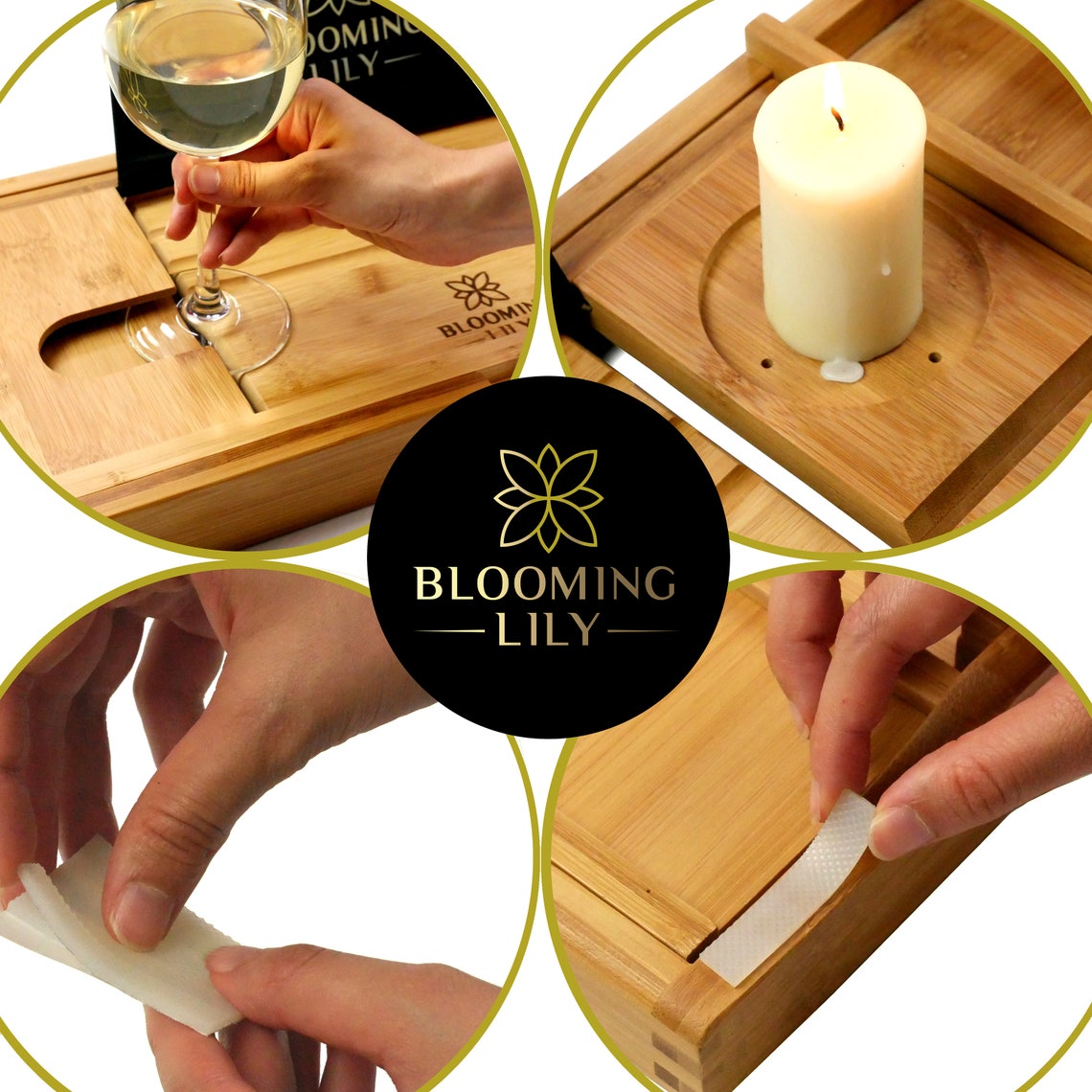 Bath Tray Caddy With Wine Glass Holder Ipad Stand and More Etsy