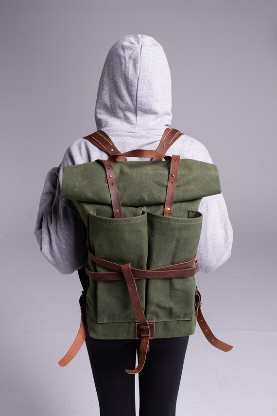 Waxed Canvas Bushcraft Backpack Waterproof Canvas Camping - Etsy