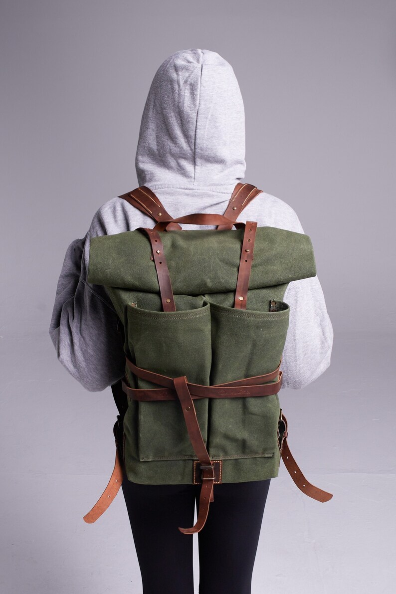 Waxed Canvas Bushcraft Backpack Waterproof Canvas Camping Etsy