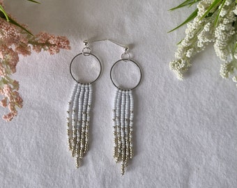 Handmade Seed Bead Dangle Earrings, Gift for Her