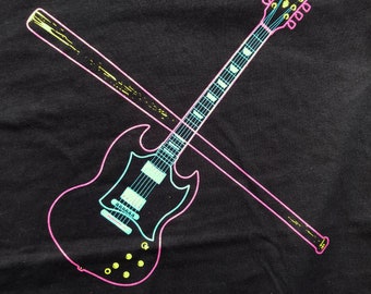 Black t-shirt with Rene SG logo neon version