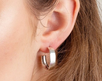 Boucles d'oreilles créoles ouvertes pour femmes / Boucles d'oreilles en argent sterling 925 / Cerceaux hypoallergéniques / Cerceaux ouverts / 5 x 20 mm Hoops / Hinged Back Hoops