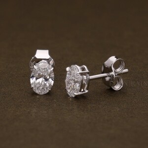 1 CTW Oval Lab Grown Diamond Stud Earrings | Oval Solitaire Stud Earrings | E-F VVS Certified Diamonds
