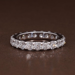Lab Grown Diamond Full Eternity Ring in 18k White Gold / 2.43 Ct Full Eternity Dimond Band / Comes with Certificate and Gift Boxed