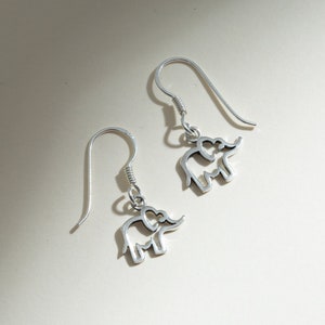 Charming Elephant Dangle Earrings for Women in 925 Sterling Silver | 10x13mm | Cutout Elephant Earrings | Hypoallergenic | Gift Boxed