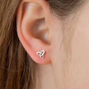Timeless Celtic Triangle Earrings in 925 Sterling Silver | Celtic Knot Earrings | 6 mm | Hypoallergenic Celtic Jewellery | Gift Boxed