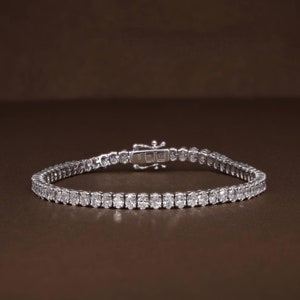 Oval Shape Lab Grown Diamond Tennis Bracelet, Real 14k White