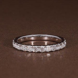 0.71ct Lab Grown Diamond Half Eternity Ring in 18k White Gold | Stacking Ring | Diamond Wedding Band | Comes with Certificate and Gift Boxed