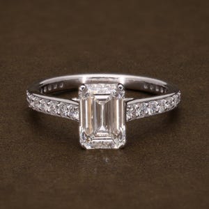 Emerald & Round Cut Lab Grown Diamond Engagement Ring | 2.39 CTW Emerald and Round Cut Certified Diamonds | Wedding Gift