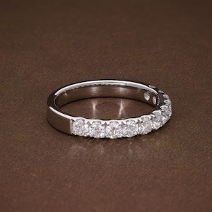 Lab Grown Diamond Half Eternity Ring in 18k Gold or Platinum | 2.9 mm Stacking Ring | Diamond Wedding Band | Comes with Certificate