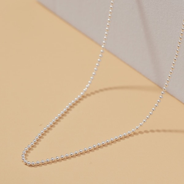 925 Sterling Silver Chain Necklace for Women or Men | 1.2 mm Silver Ball Chain Necklace | Choose Your Length 16'' 18'' 20'' 22'' Inch