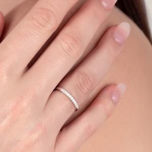 Cubic Zirconia Half Eternity Ring for Women / 925 Silver Ring / Stackable Ring / Size US 5 to US 8 / 2 mm Thick / Gift Boxed