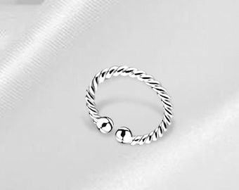 Open Twisted Huggie Ear Cuff for Women or Men / 925 Sterling Silver Earring / 1.4 mm Wide Ear Cuff / Silver Earring / Hypoallergenic Earring