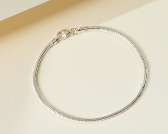 925 Sterling Silver 1.9 mm Snake Chain Bracelet / Available in 7'', 7.5'', 8'' / Charm-Ready Bracelet / Hypoallergenic / Gift Boxed