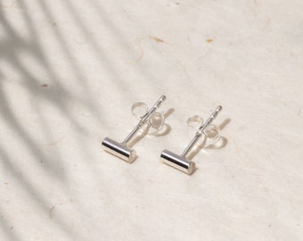 Bar Stud Earrings for Women / 925 Sterling Silver Studs / 2 x 6 mm Studs / Push Back Studs / Bar Shaped Earrings / Hypoallergenic Earrings