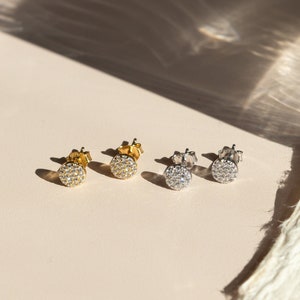 18k Gold Plated Cubic Zirconia Stud Earrings In Sterling Silver | CZ Earrings | Silver Earrings | CZ Studs| Bridesmaid Gift