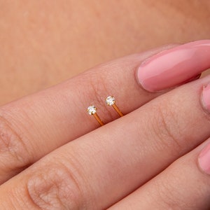 Tiny 2mm Cubic Zirconia Stud Earrings 14k Gold Plated Sterling Silver Dainty and Elegant Perfect Gift for Her zdjęcie 1