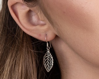 Orecchini a forma di foglia in argento sterling 925 per donna