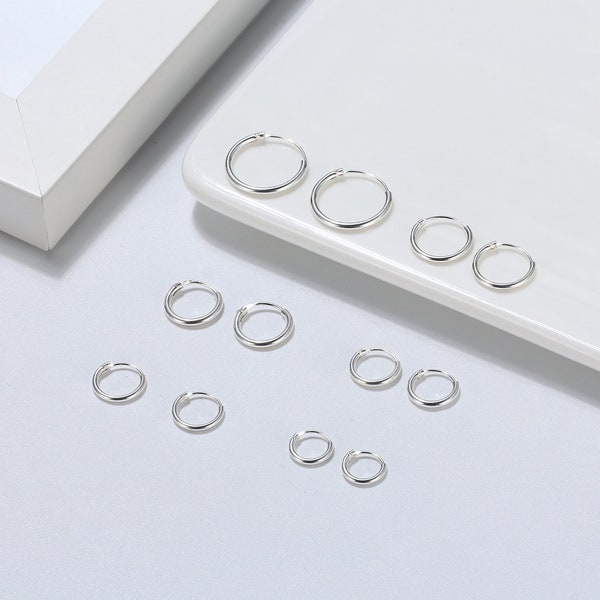 Sterling Silber Huggie Hoop Ohrringe | Silber Creolen | Helix-Hoop | Muschel Piercing | Silber Huggie Creolen | Silber Schmuck Geschenk