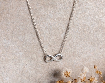 Infinity Charm Necklace for Women / 925 Sterling Silver Necklace / 6 x 13 mm Infinity Charm / Adjustable Necklace / 16 Inches  Necklace