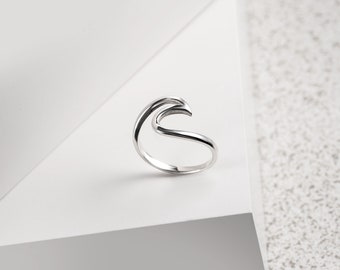 Wave Design Ring for Women / Sterling Silver Ring / Wave Shaped Ring / Hypoallergenic / Ring Size J 1/2 to R 1/2 / Ring Size US 5 to US 9